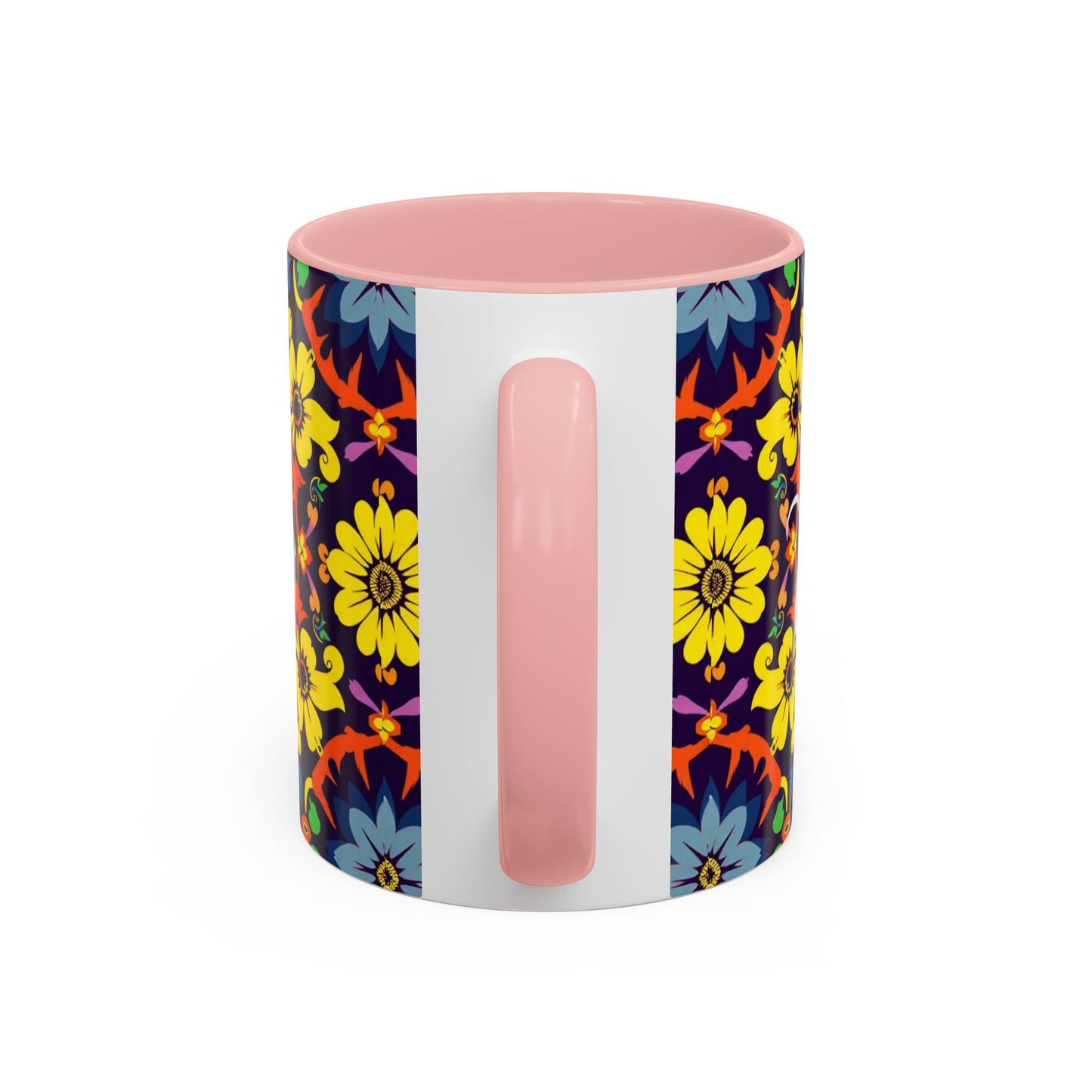 Accent Coffee Mug, Aquarius, Zodiac v1, Flower Pattern, (11, 15oz)