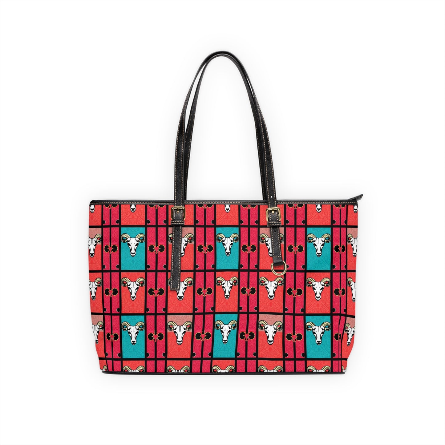 Leather Shoulder Bag, Taurus, Zodiac v3, Shapes Pattern