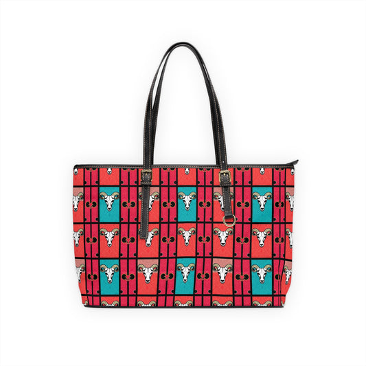 Leather Shoulder Bag, Taurus, Zodiac v3, Shapes Pattern