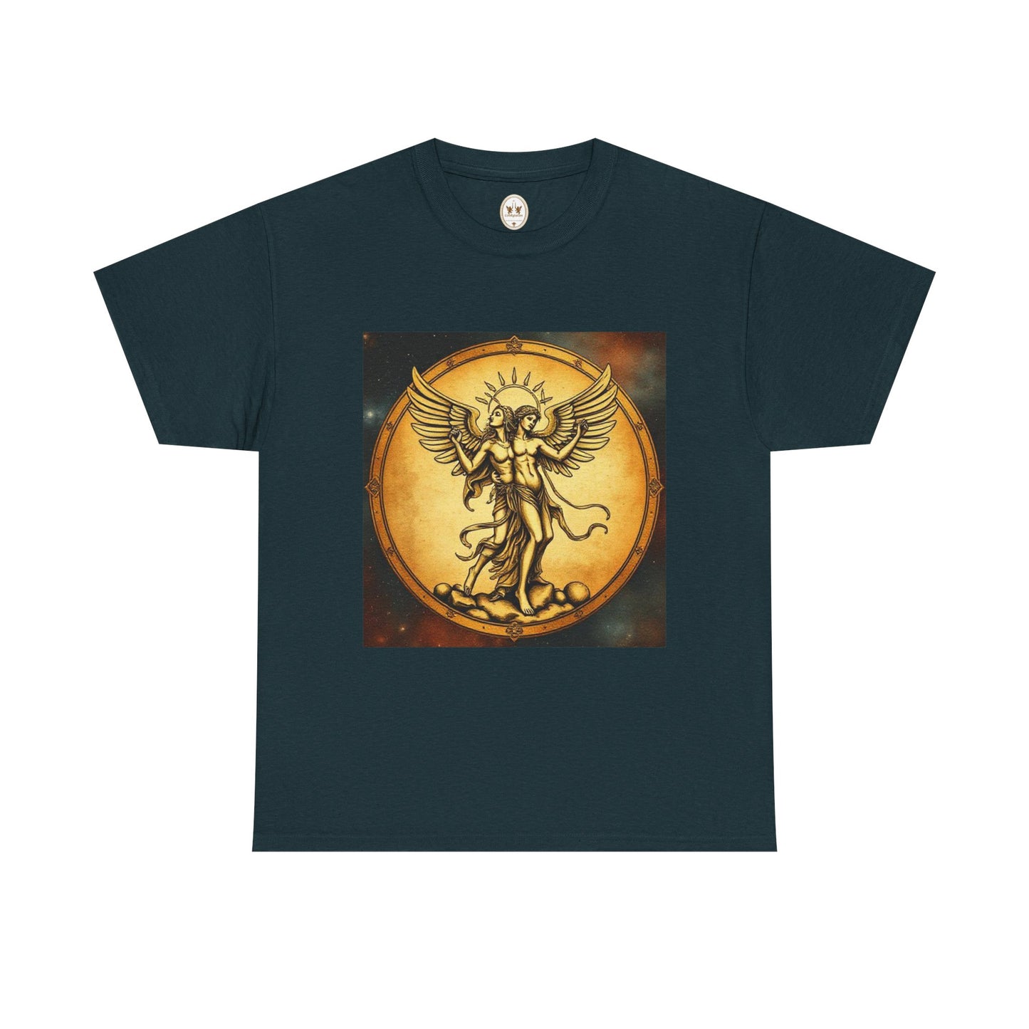 Unisex Heavy Cotton T-Shirt, Angel Twin, Gemini Zodiac Design