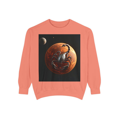 Garment-Dyed Sweatshirt, Unisex, Space Animal Design, Scorpio