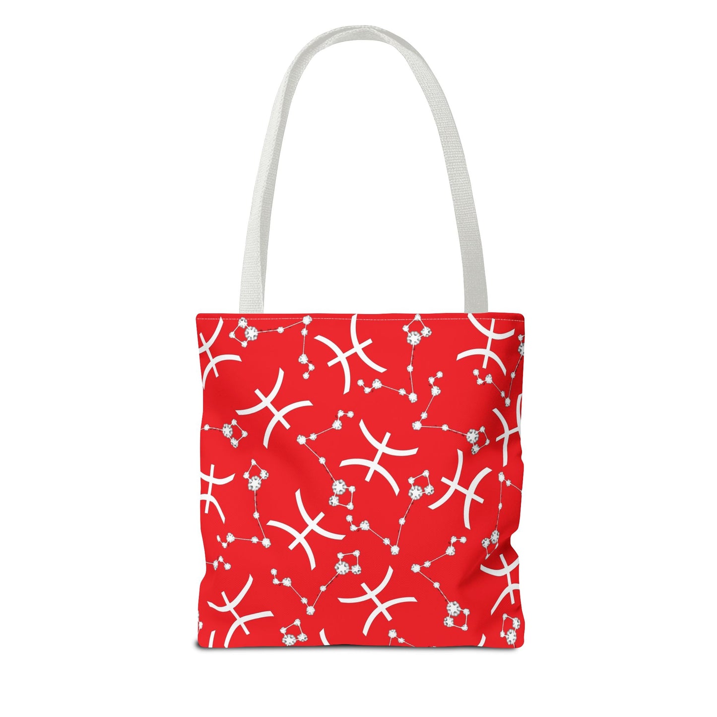 Tote Bag, Pisces Zodiac Sign, AOP, (Red, White)