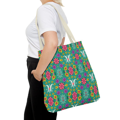 Tote Bag, (AOP), Aquarius, Zodiac v2, Flower Pattern