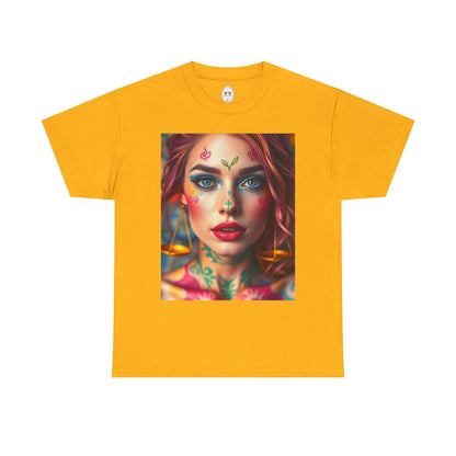 Unisex Heavy Cotton T-Shirt, Libra, Zodiac v1, Sexy Art