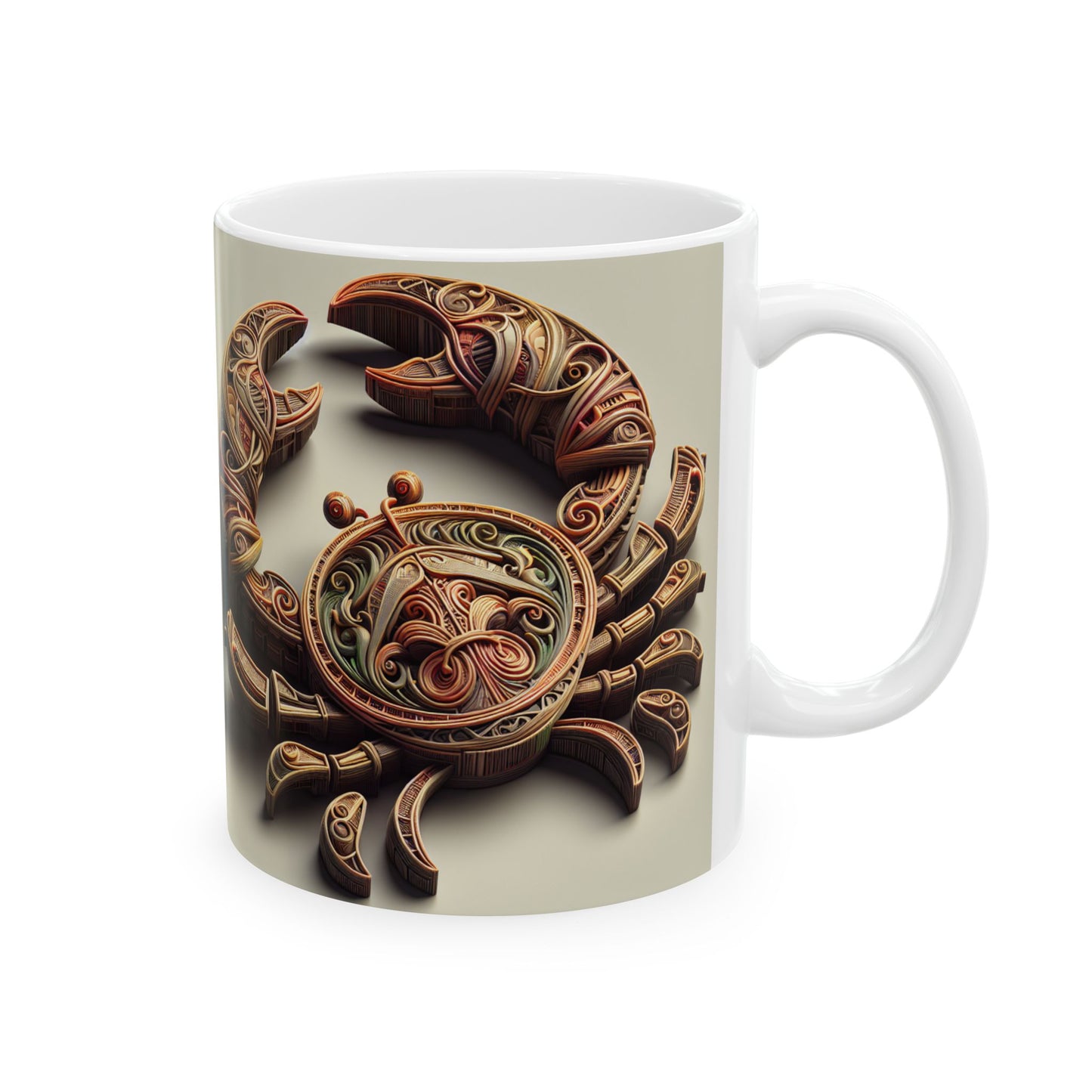 Ceramic Mug, (11oz, 15oz), Ceramic Coffee Mug, Artificial Crab, Cancer Zodiac Design