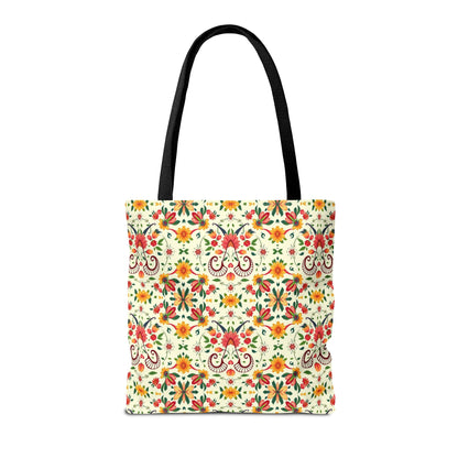 Tote Bag (AOP), Aries, Zodiac v2, Flower Pattern
