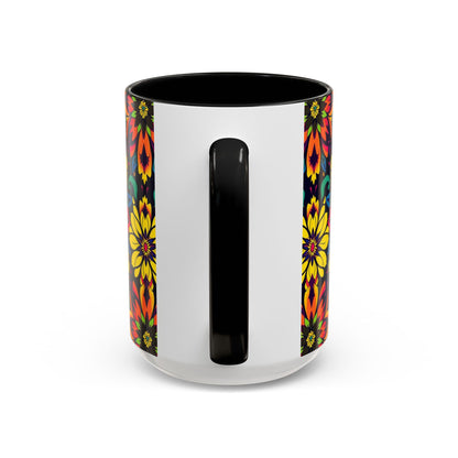 Accent Coffee Mug, Capricorn, Zodiac v4, Flower Pattern, (11, 15oz)