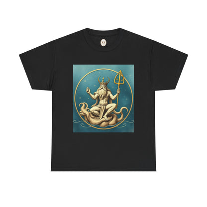 Unisex Heavy Cotton T-Shirt, Aquarius God 3v, Zodiac Design