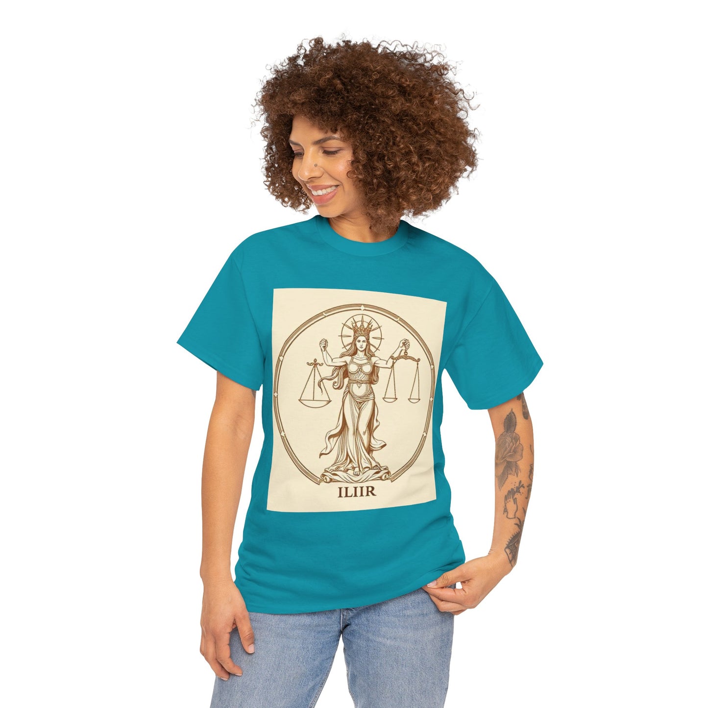 Unisex Heavy Cotton T-Shirt, Libra Goddess, Zodiac Design