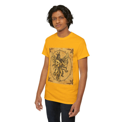 Unisex Heavy Cotton T-Shirt, Pencil Art v1, Gemini Zodiac Design