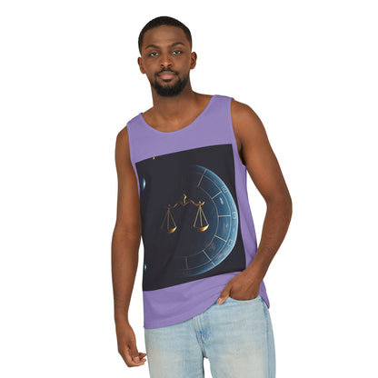 Unisex Garment-Dyed, Tank Top, Libra Design, Space Scale, 100% US cotton