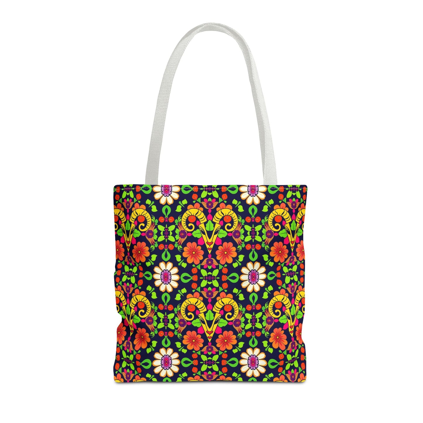 Tote Bag (AOP), Aries, Zodiac, Flower Pattern