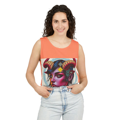 Unisex Garment-Dyed, Tank Top, Taurus Design, Pop Art v2, 100% US cotton