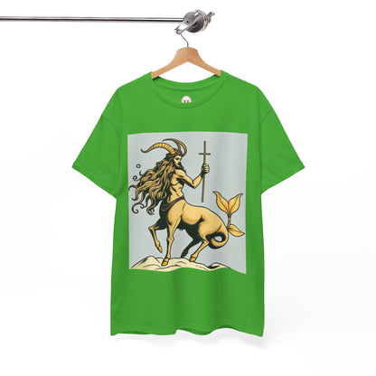 Unisex Heavy Cotton T-Shirt, Capricorn God v3, Zodiac Design