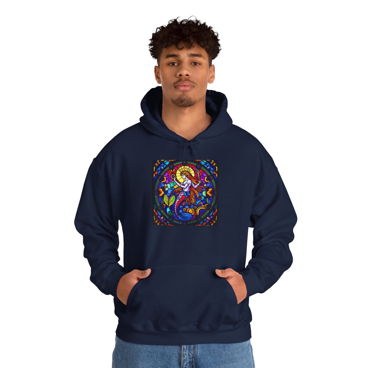 Unisex Heavy Blend™ Hooded Sweatshirt with glass Aquarius zodiac design