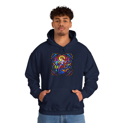 Unisex Heavy Blend™ Hooded Sweatshirt with glass Aquarius zodiac design