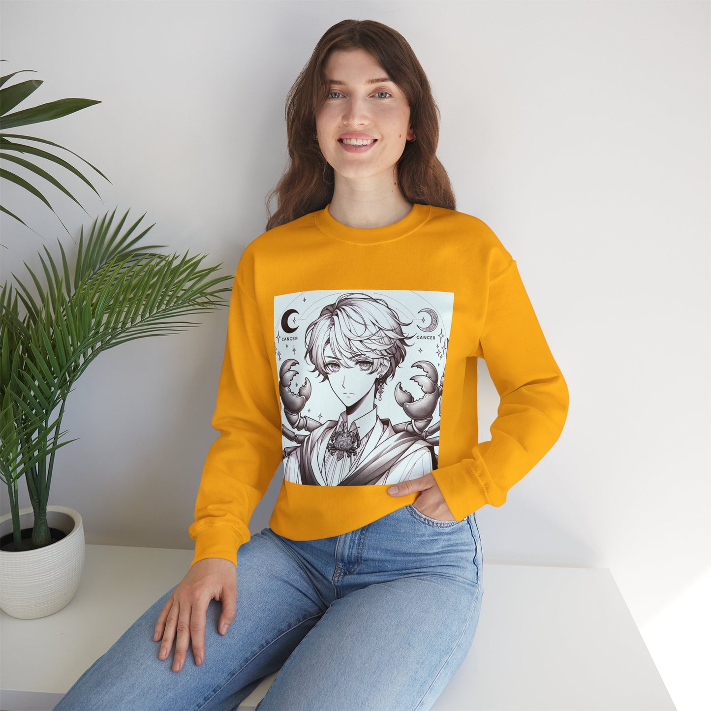 Unisex Heavy Blend™ Crewneck Sweatshirt,Two Moon, Cancer Zodiac Design