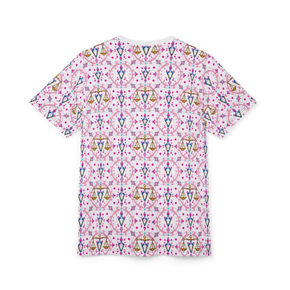 Unisex Cut & Sew T-Shirt, (AOP), Libra, Zodiac v4, Jewels Pattern