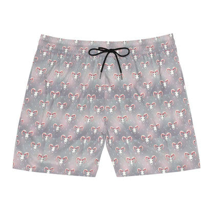 Men's Mid-Length Swim Shorts, (AOP), Aries, Zodiac v1, Bubble Pattern
