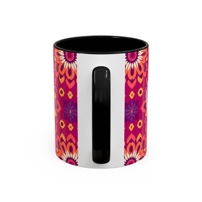 Accent Coffee Mug, Gemini, Zodiac v1, Flower Pattern, (11, 15oz)