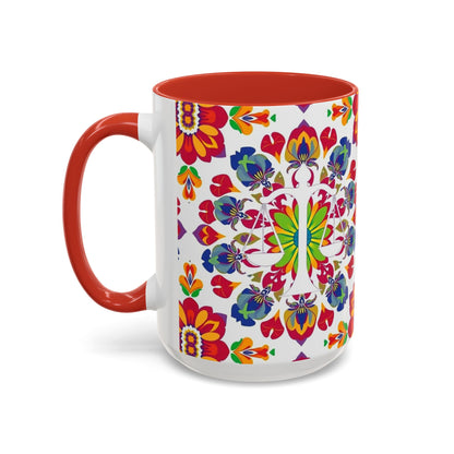 Accent Coffee Mug, Libra, Zodiac v1, Flower Pattern, (11, 15oz)