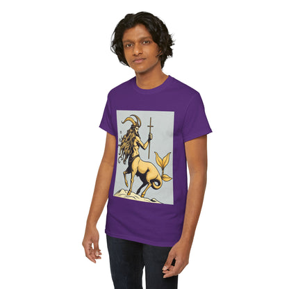 Unisex Heavy Cotton T-Shirt, Capricorn God v3, Zodiac Design
