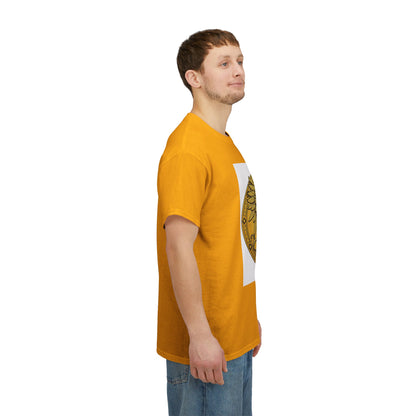 Unisex Heavy Cotton T-Shirt, Golden Angel Coin, Virgo Zodiac Design