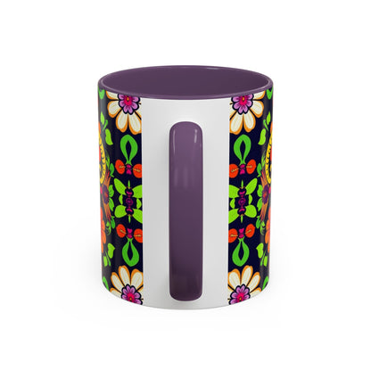 Accent Coffee Mug, Aries, Zodiac v2, Flower Pattern, (11, 15oz)