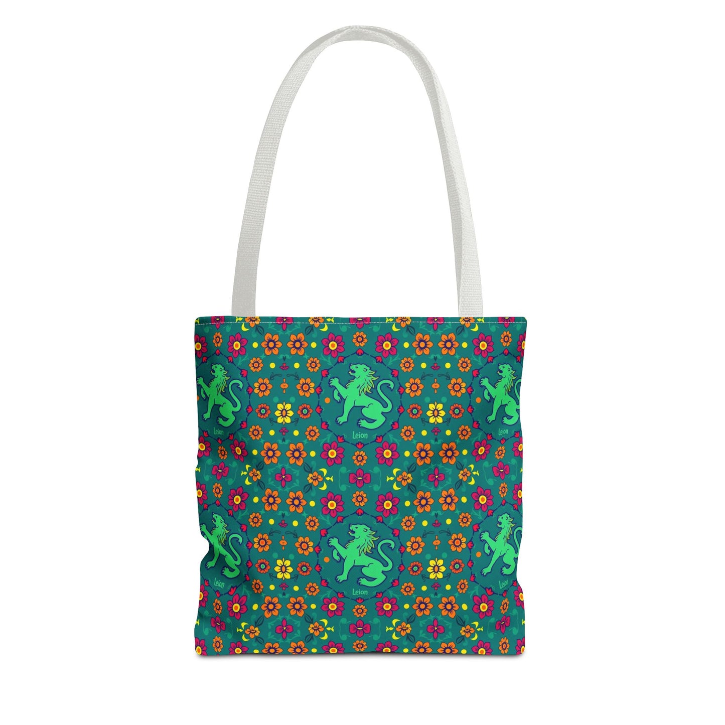 Tote Bag (AOP), Leo, Zodiac v1, Flower Pattern