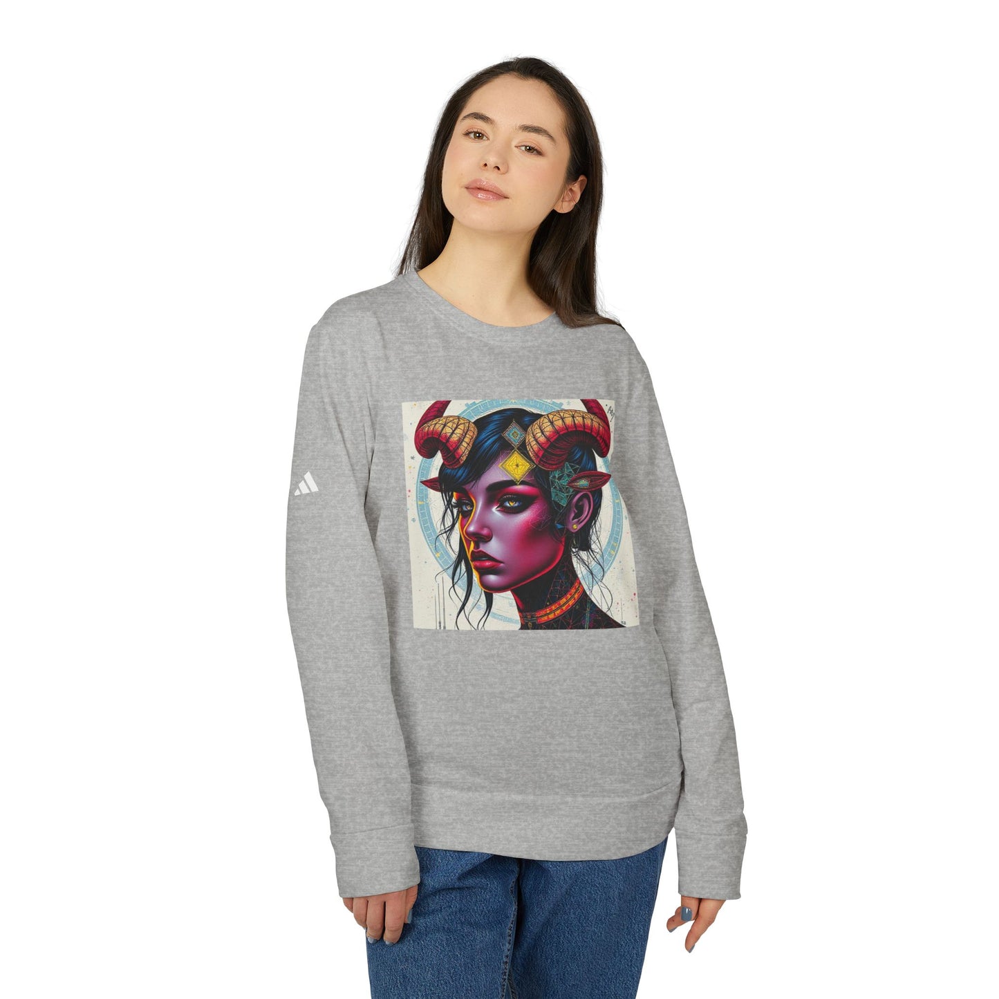 Adidas, Unisex Fleece Crewneck Sweatshirt, Taurus, Pop Art, Zodiac