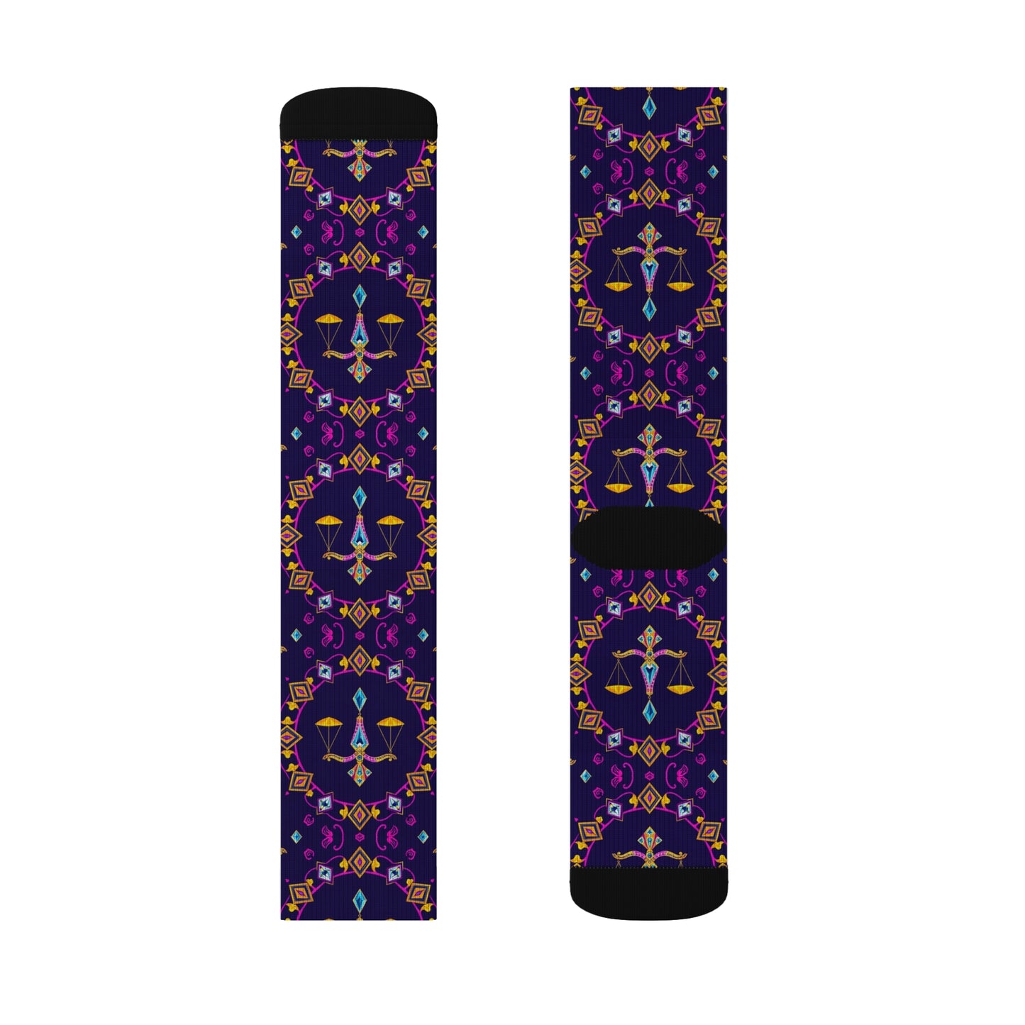 Sublimation Socks, Libra, Zodiac v4, Jewel Pattern