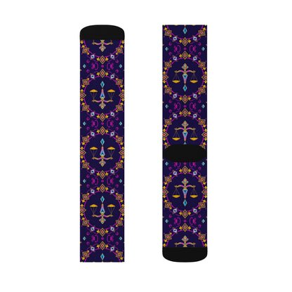 Sublimation Socks, Libra, Zodiac v4, Jewel Pattern