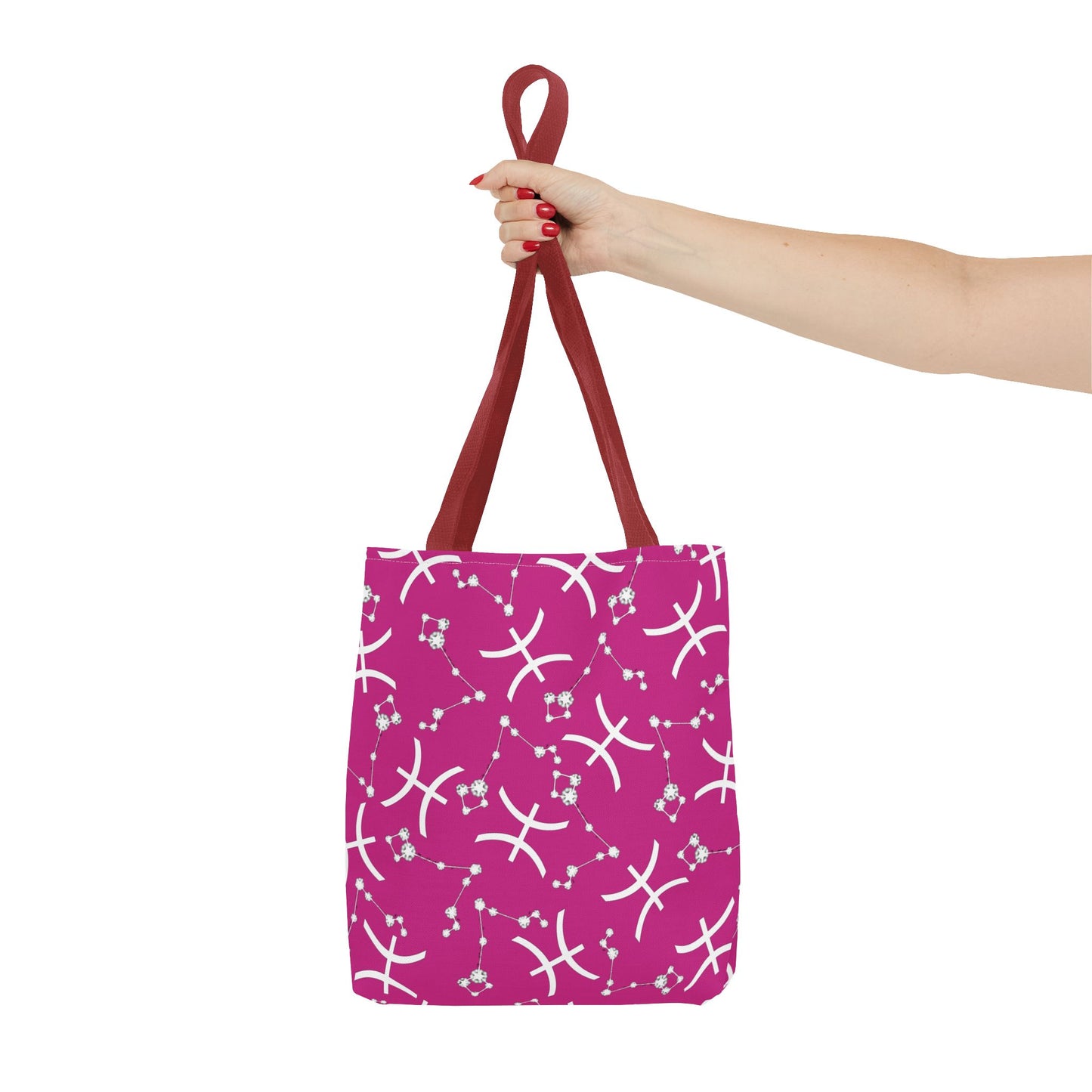 Tote Bag, Pisces Zodiac Sign, AOP, (Pink, White)