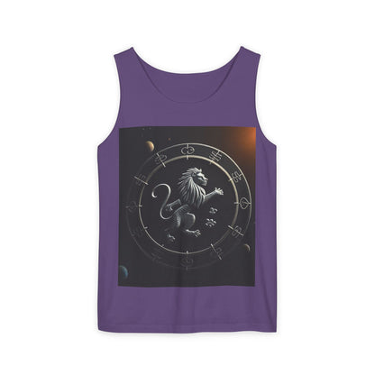 Unisex Garment-Dyed, Tank Top, Leo Design, Space Animal, 100% US cotton