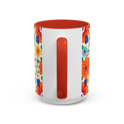 Accent Coffee Mug, Virgo, Zodiac v2. Flower Pattern, (11, 15oz)