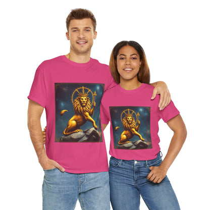 Unisex Heavy Cotton T-Shirt, King of Lions, Leo Zodiac Design