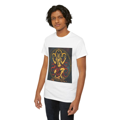 Unisex Heavy Cotton T-Shirt, Aries God 3v, Zodiac Design