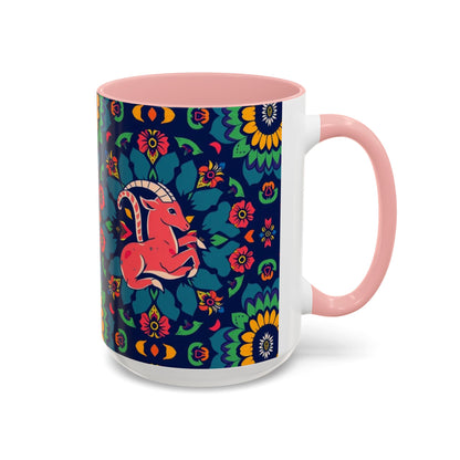 Accent Coffee Mug, Capricorn, Zodiac, Flower Pattern, (11, 15oz)