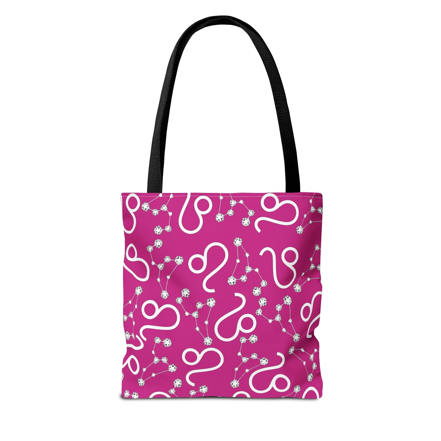 Tote Bag, Leo Zodiac Sign, AOP, (Pink, White)