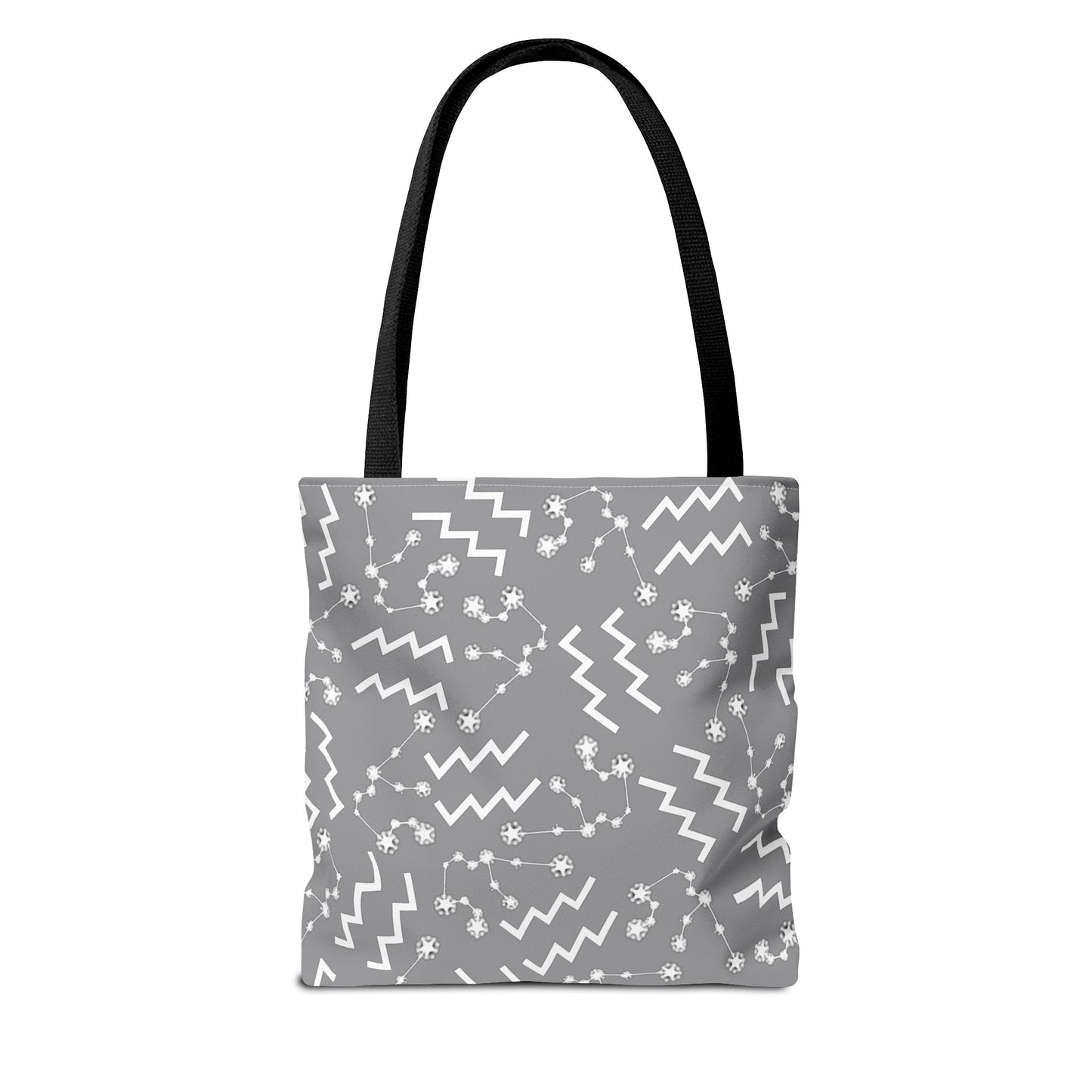 Tote Bag, Aquarius Zodiac Sign, AOP, (Grey, White)