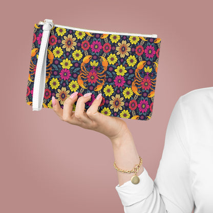 Clutch Bag, Scorpio, Zodiac v3, Flower Pattern