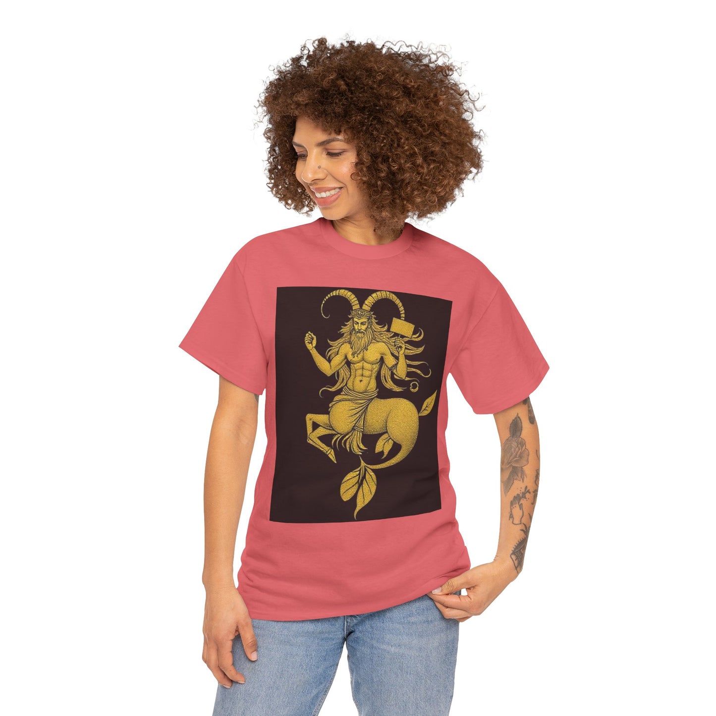 Unisex Heavy Cotton T-Shirt, Capricorn God, Zodiac Design