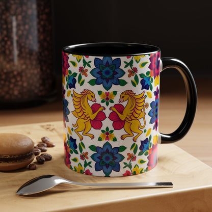 Accent Coffee Mug, Gemini, Zodiac, Flower Pattern, (11, 15oz)