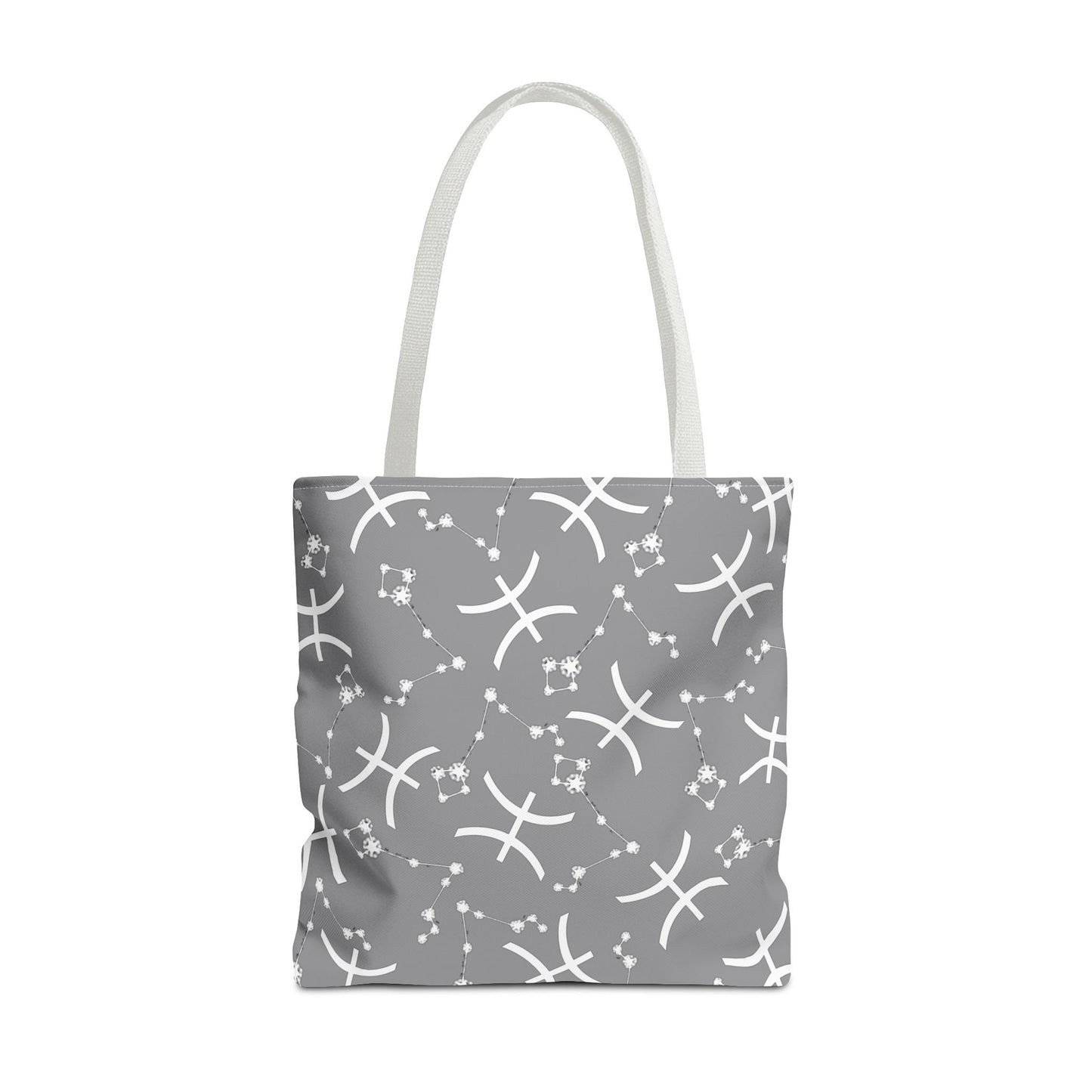 Tote Bag, Pisces Zodiac Sign, AOP, (Grey, White)
