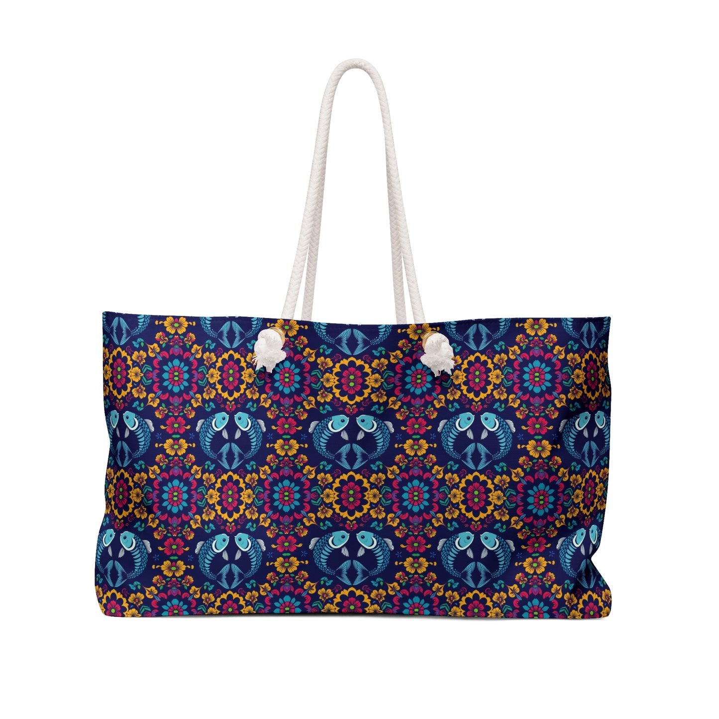 Weekender Bag, Pisces, Zodiac v4, Flower Pattern