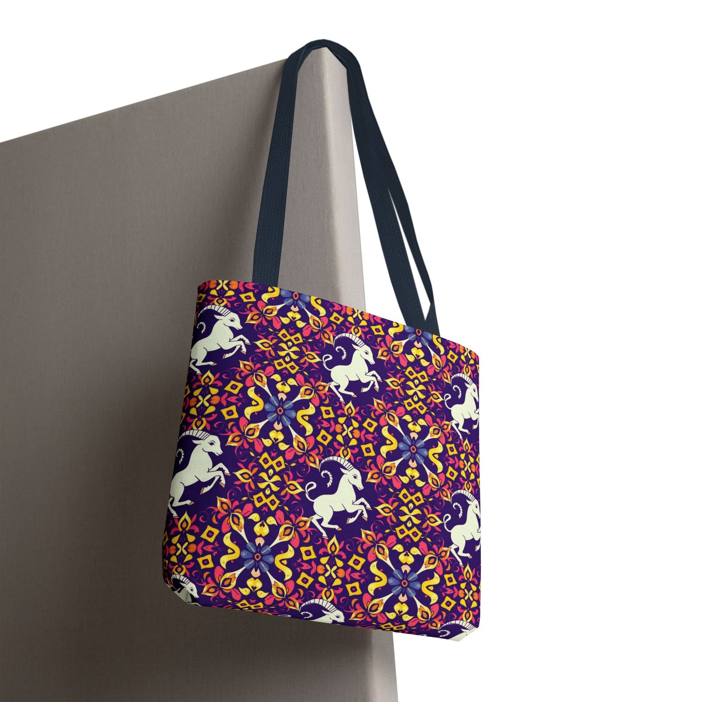 Tote Bag (AOP), Capricorn, Zodiac v2, Flower Pattern