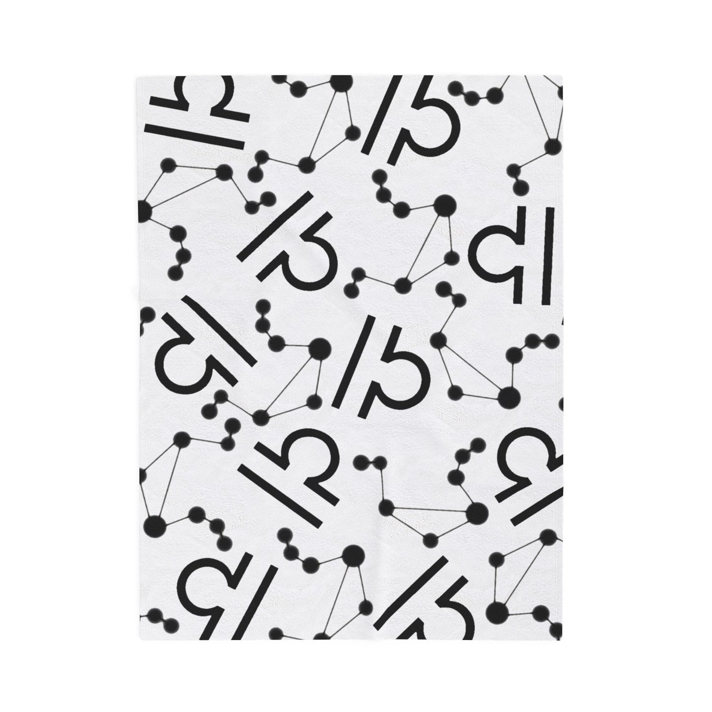 Velveteen Plush Blanket, Libra Zodiac Sign, Constellation & Symbol, White, 100% polyester