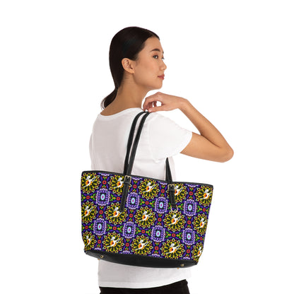 Leather Shoulder Bag, Sagittarius, Zodiac v2, Flower Pattern