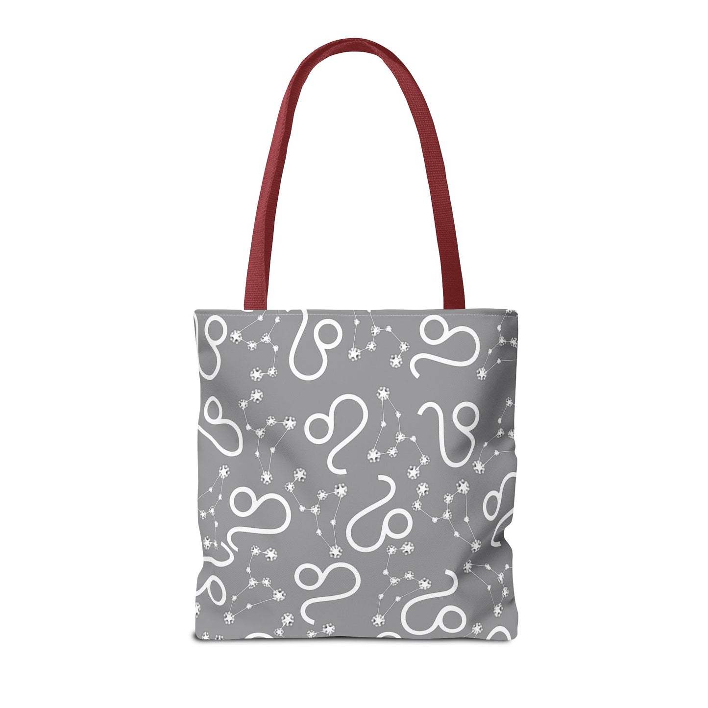 Tote Bag, Leo Zodiac Sign, AOP, (Grey, White)