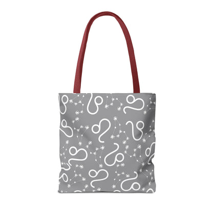 Tote Bag, Leo Zodiac Sign, AOP, (Grey, White)